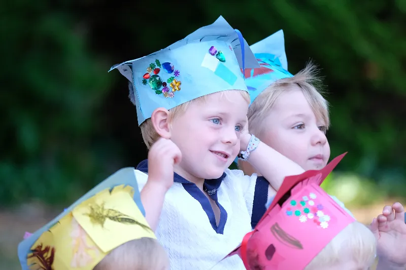 children wearing handmade crowns